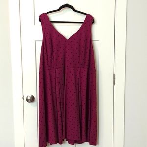 Torrid size 5 Burgundy Dot Pleated Ponte Skater Dress